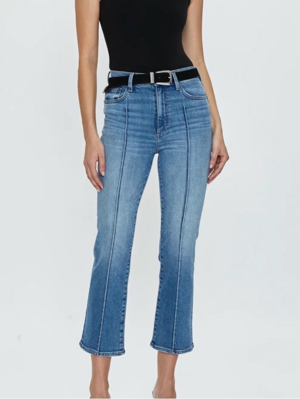 Pistola Lennon Jeans Essence High Rise Straight Crop Raw Hem Size 26 NWT
